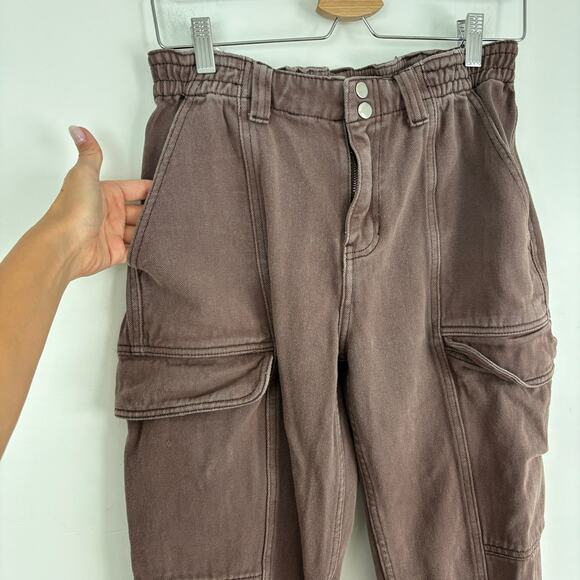 PacSun Elastic Waist Cargo Jeans – Brown Utility Streetwear – women’s M - Picture 6 of 12